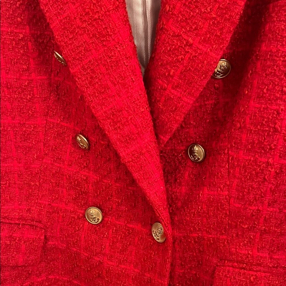 Zara Women's Vibrant Red Tweed Blazer - XL - Picture 2 of 5